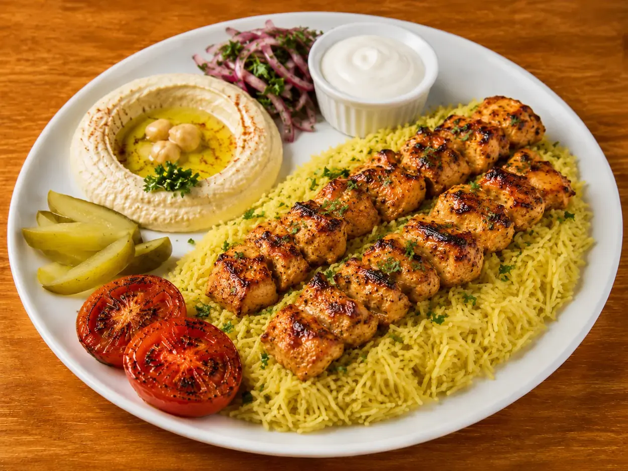 Grilled shish tawook plate